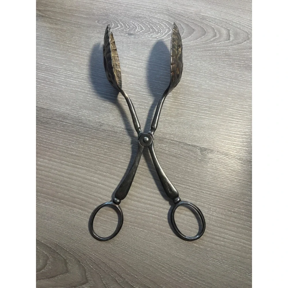 Cooper Bros & Sons Sheffield England Silver Plate Walnut Shell Serving Tongs‎